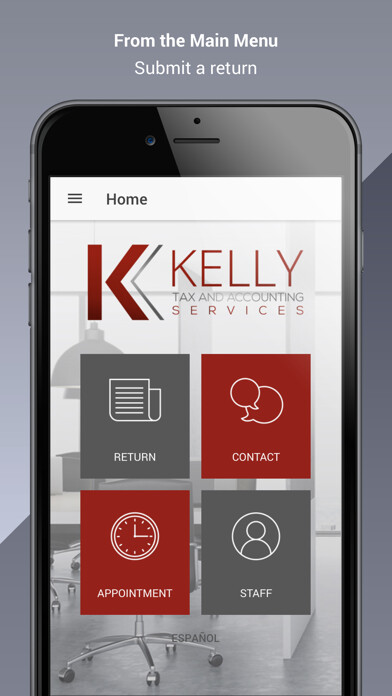 Emulate iPhone app Kelly Tax & Accounting Service using MyAndroid