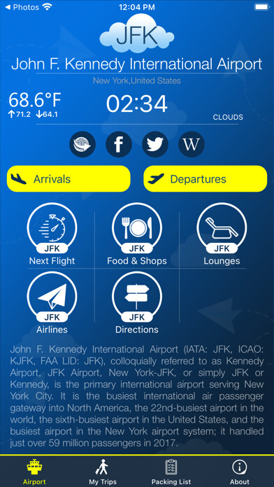 Emulate iPhone app Kennedy Airport Info + Radar using MyAndroid Emulate iPhone app Kennedy Airport Info + Radar using MyAndroid