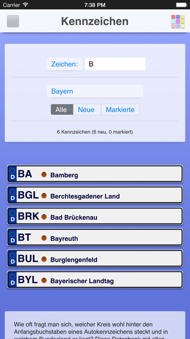 Emulate iPhone app Kennzeichen Lite using MyAndroid