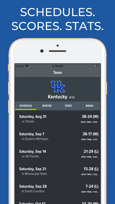 Emulate iPhone app Kentucky Football Schedules using MyAndroid Emulate iPhone app Kentucky Football Schedules using MyAndroid