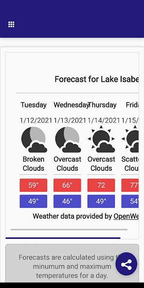 Run android online APK Kern Valley Weather from MyAndroid or emulate Kern Valley Weather using MyAndroid
