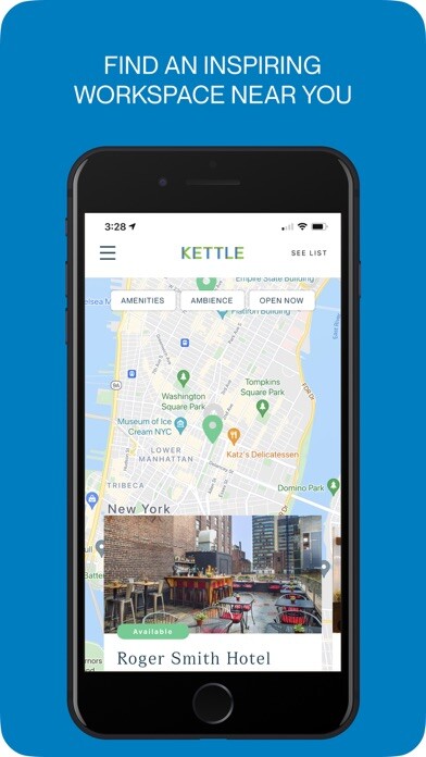 Emulate iPhone app KettleSpace - Coworking Spaces using MyAndroid