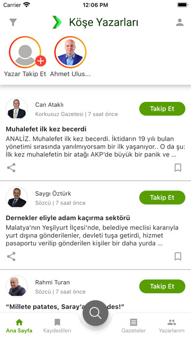 Emulate iPhone app Köşe Yazarları - Tüm Gazeteler using MyAndroid