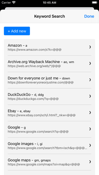 Emulate iPhone app Keyword Search using MyAndroid