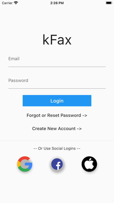 Emulate iPhone app kFax using MyAndroid