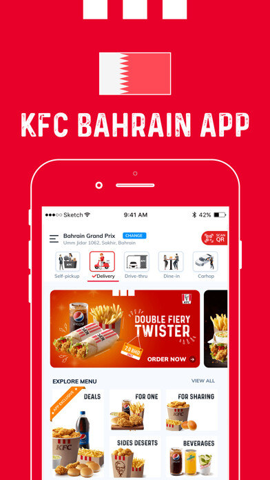 Emulate iPhone app KFC Bahrain using MyAndroid Emulate iPhone app KFC Bahrain using MyAndroid