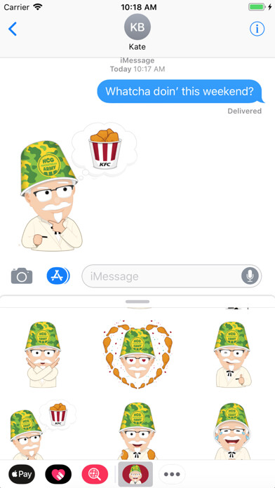 Emulate iPhone app KFC Buckethead Stickers using MyAndroid
