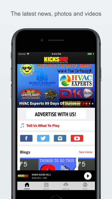 Emulate iPhone app KHKX KICKS 99.1 using MyAndroid