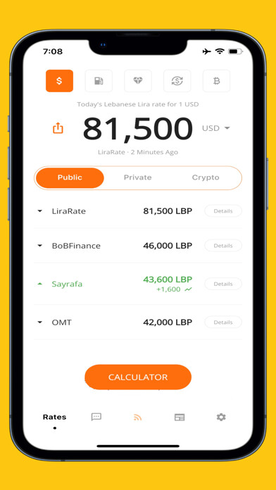 Emulate iPhone app Khod - Lira & USD Rate Lebanon using MyAndroid