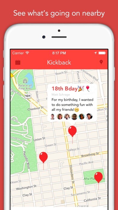 Emulate iPhone app Kickback - Find Local Events & Things Going On Near Me - Discover Nearby Bars, Parties & Night Clubs using MyAndroid
