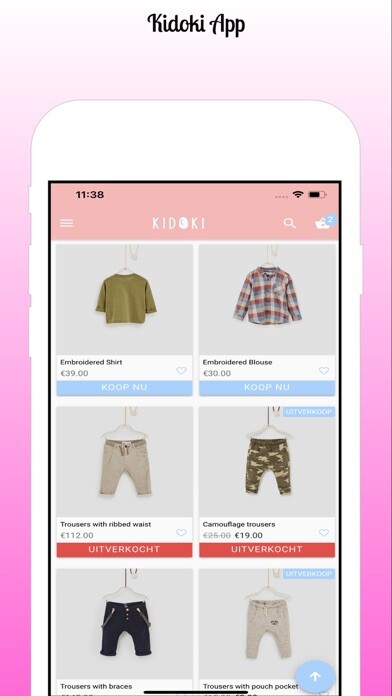 Emulate iPhone app Kidoki kinderkleding app using MyAndroid Emulate iPhone app Kidoki kinderkleding app using MyAndroid
