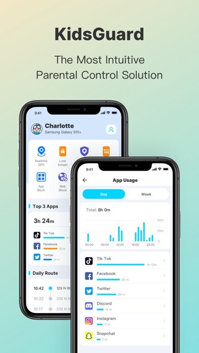 Emulate iPhone app KidsGuard - Parental Control using MyAndroid