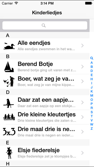 Emulate iPhone app kinderliedjes using MyAndroid