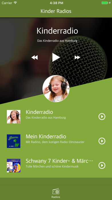 Emulate iPhone app Kinder Radios using MyAndroid
