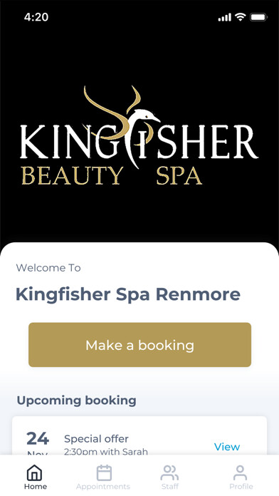 Emulate iPhone app Kingfisher Spa Renmore using MyAndroid