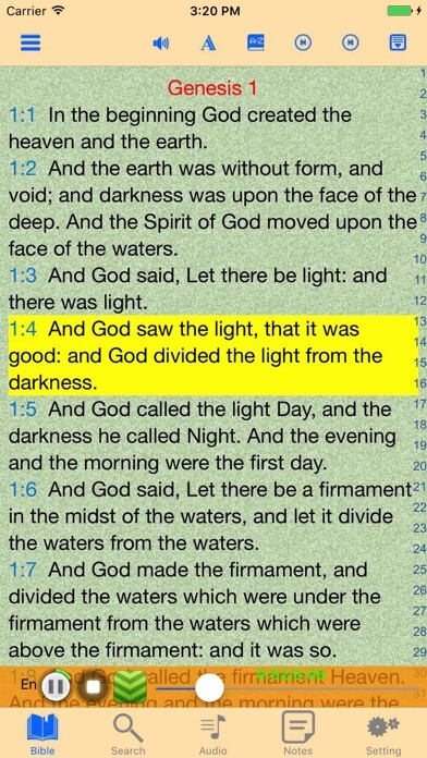 Emulate iPhone app King James Version Bible Audio offline Scriptures using MyAndroid