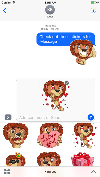 Emulate iPhone app King Leo,Stickers for iMessage using MyAndroid Emulate iPhone app King Leo,Stickers for iMessage using MyAndroid