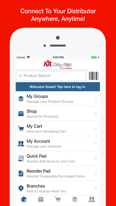Emulate iPhone app Kirby Risk Electrical Supply using MyAndroid