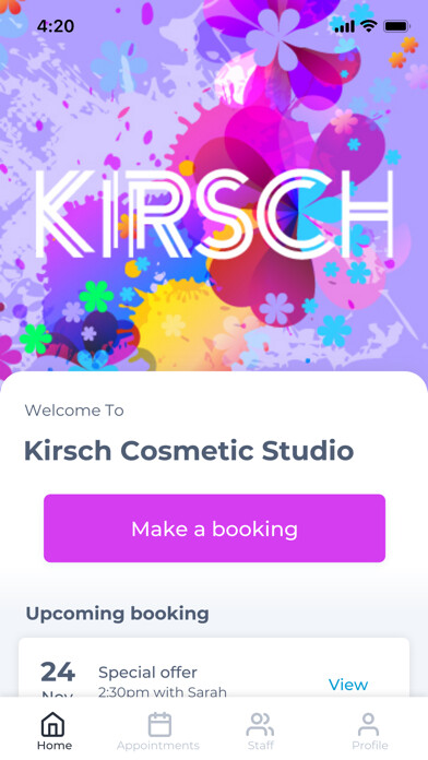Emulate iPhone app Kirsch Cosmetic Studio using MyAndroid