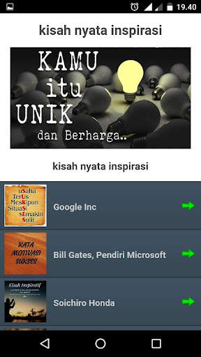 Run android online APK Kisah Nyata Inspirasi Sukses from MyAndroid or emulate Kisah Nyata Inspirasi Sukses using MyAndroid