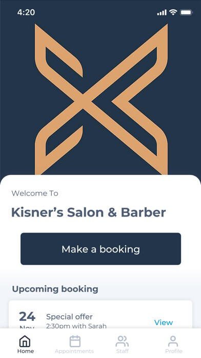 Emulate iPhone app Kisner’s Salon & Barber using MyAndroid Emulate iPhone app Kisner’s Salon & Barber using MyAndroid