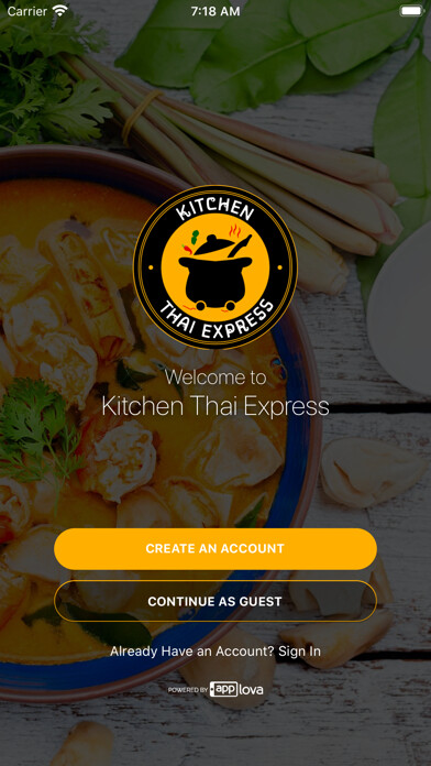 Emulate iPhone app Kitchen Thai Express using MyAndroid