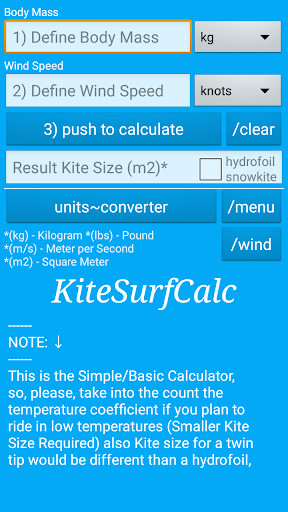 Emulate Android APK Kitesurf Calculator Emulate Android APK Kitesurf Calculator