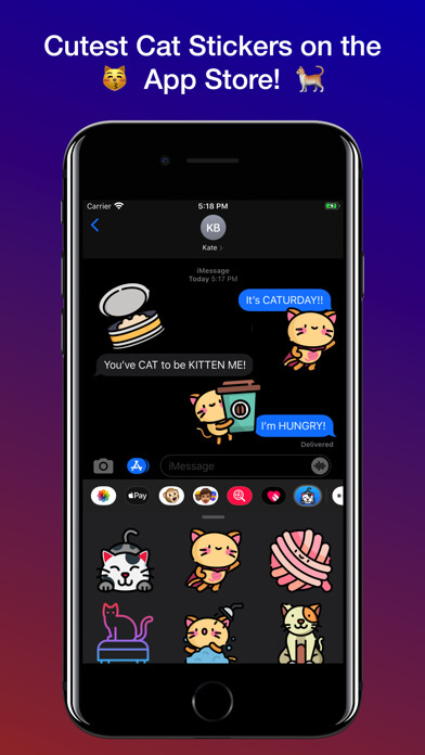Emulate iPhone app Kitters! Cat Stickers using MyAndroid