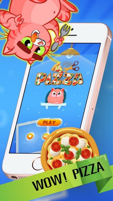 Emulate iPhone app Kitty Care - Help cute Cat by cut Pizza on the rope and feed them using MyAndroid