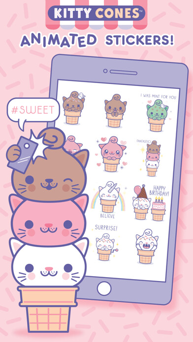Emulate iPhone app Kitty Cones Animated Stickers using MyAndroid