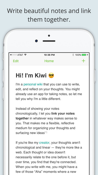 Emulate iPhone app Kiwi - Personal Wiki using MyAndroid