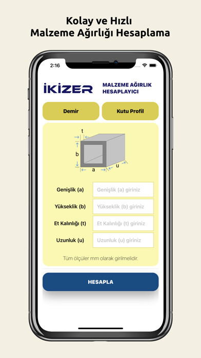 Emulate iPhone app İkizer Hesaplayıcı using MyAndroid