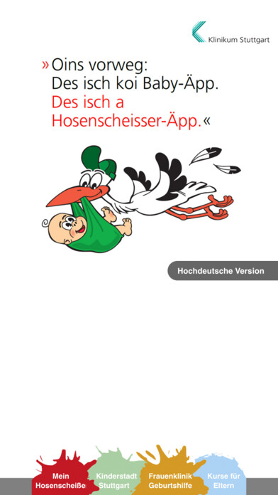 Emulate iPhone app Klinikum Stuttgart - 0711Baby using MyAndroid