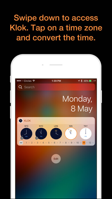 Emulate iPhone app Klok - Time Zone Converter using MyAndroid Emulate iPhone app Klok - Time Zone Converter using MyAndroid