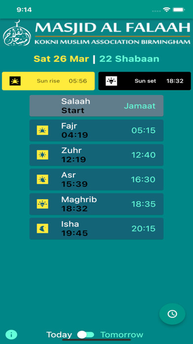 Emulate iPhone app KMAB Salaah Timetable using MyAndroid