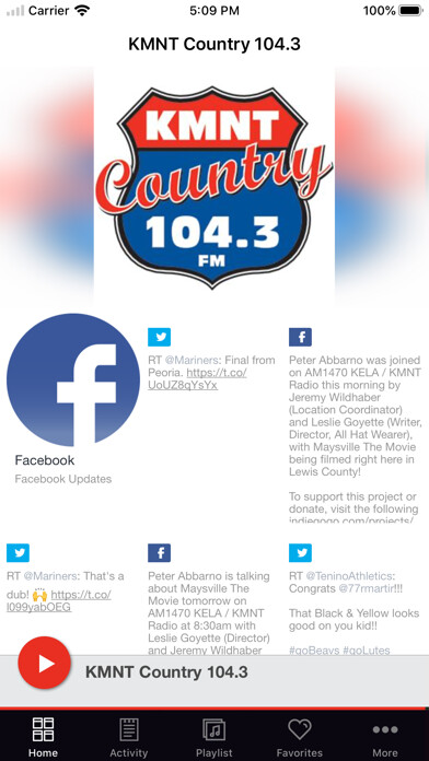 Emulate iPhone app KMNT Country 104.3 using MyAndroid