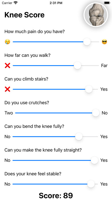 Emulate iPhone app Knee Score using MyAndroid Emulate iPhone app Knee Score using MyAndroid