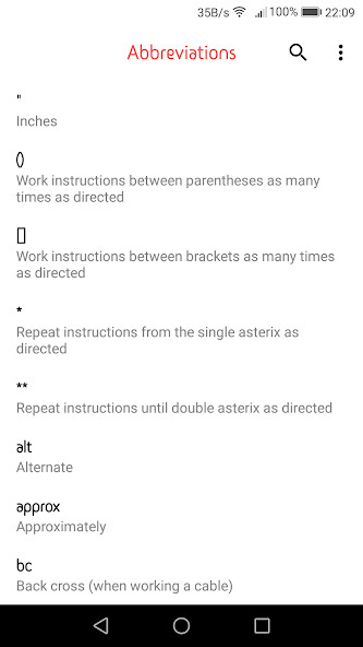 Run android online APK Knitting Abbreviations from MyAndroid or emulate Knitting Abbreviations using MyAndroid