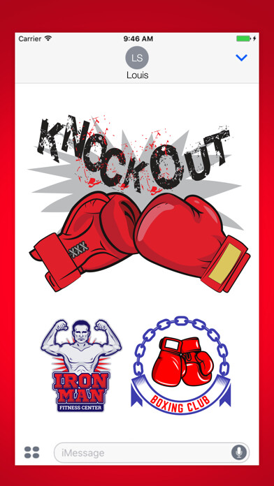 Emulate iPhone app Knockout Stickers Pack using MyAndroid