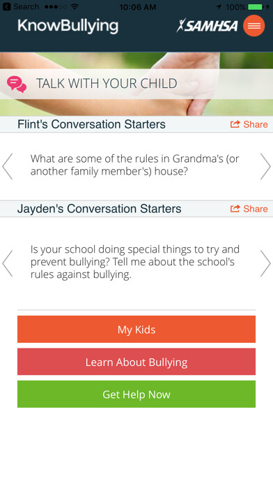 Emulate iPhone app KnowBullying by SAMHSA using MyAndroid Emulate iPhone app KnowBullying by SAMHSA using MyAndroid