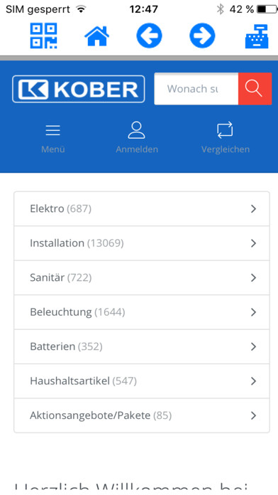Emulate iPhone app Kober Elektro using MyAndroid