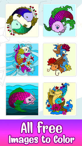 Run android online APK Koi Fish Color by Number - Japanese Coloring Book from MyAndroid or emulate Koi Fish Color by Number - Japanese Coloring Book using MyAndroid
