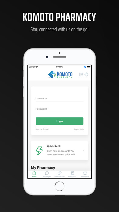 Emulate iPhone app Komoto Pharmacy using MyAndroid