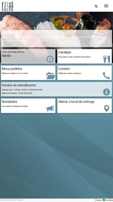 Emulate iPhone app Koshô Delivery using MyAndroid Emulate iPhone app Koshô Delivery using MyAndroid