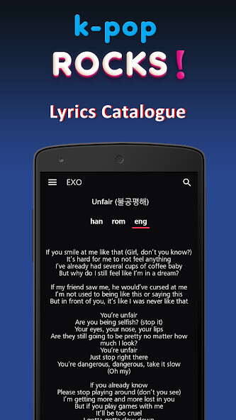 Run android online APK K-pop Rocks Lyrics from MyAndroid or emulate K-pop Rocks Lyrics using MyAndroid