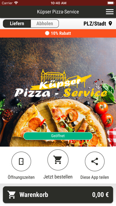 Emulate iPhone app Küpser Pizzaservice using MyAndroid Emulate iPhone app Küpser Pizzaservice using MyAndroid