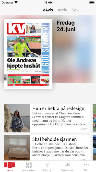 Emulate iPhone app Kragerø Blad Vestmar eAvis using MyAndroid