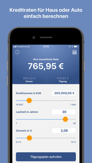 Emulate iPhone app Kreditrechner mit Tilgungsplan using MyAndroid Emulate iPhone app Kreditrechner mit Tilgungsplan using MyAndroid