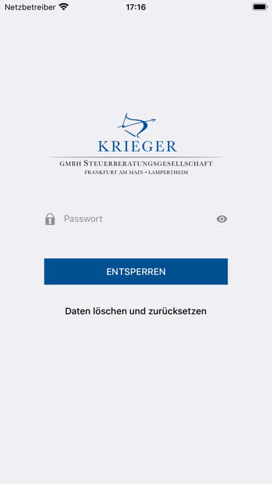 Emulate iPhone app KRIEGER Steuerberatung using MyAndroid