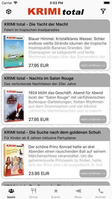 Emulate iPhone app KRIMI total using MyAndroid